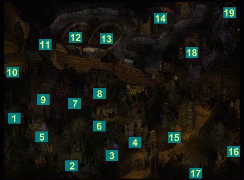 La carte des Cavernes d'Ombre-Terre